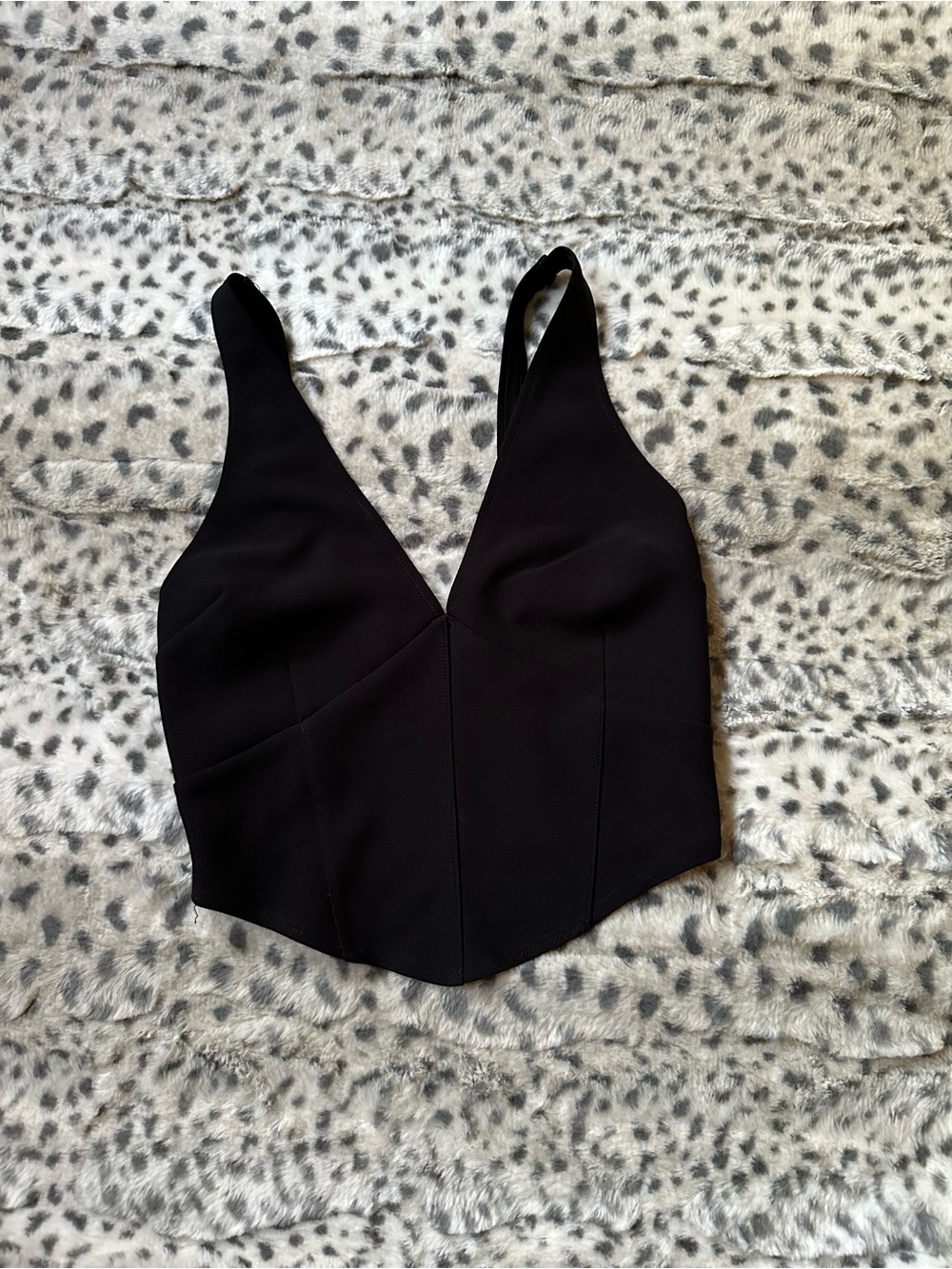 Abercrombie & Fitch V Neck Black Corset Style Basque Waist Tank Top sz XS